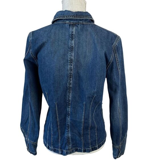 Vintage Old Navy Denim Jean Jacket Womens Sz L Blue Festival Y2K Trucker Western - Picture 2 of 16